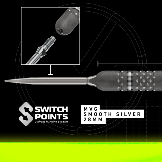 Winmau Michael Van Gerwen TS-PRO Switch Point Steeldarts Das Bild zeigt Winmau Michael Van Gerwen TS-PRO Switch Point Steeldarts. Es handelt sich um ein spezielles Darts-Modell.