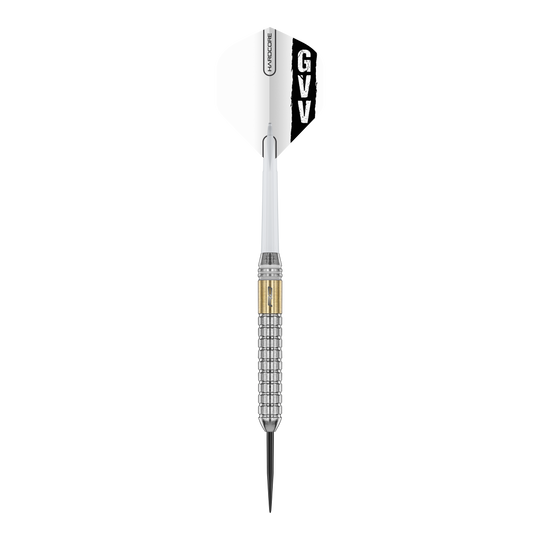 Red Dragon Gian Van Veen Messing Steeldarts - 21 g Die Abbildung zeigt die Red Dragon Gian Van Veen Brass Steeldarts mit 21 g Gewicht. Die Darts sind für präzises Steeldartspiel geeignet.