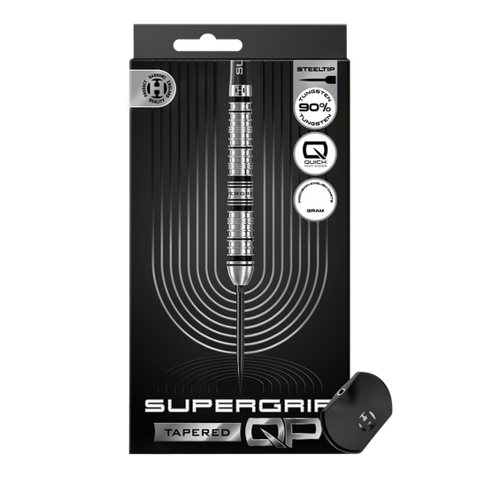 Fléchettes en acier Harrows Supergrip à pointe rapide conique Zu sehen sind die Harrows Supergrip QP Tapered Quick Point Steeldarts. Die Darts bieten ein modernes Design und optimale Spieleigenschaften.