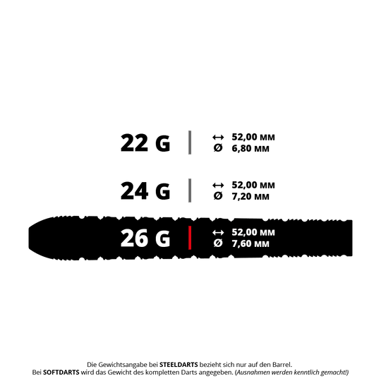 Dardos de acero Target Redux 03 Swiss Point Auf dem Bild ist ein Steeldart mit einem Gewicht von 26 Gramm zu sehen. Es handelt sich um das Modell 190628 Target Redux 03 SP Steeldarts 5 26g.