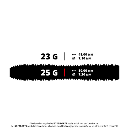 Shot AI Scorpula Steeldarts Das Bild zeigt das Produkt 43280 Shot AI Scorpula Steeldarts 5 25g. Es ist ein Steeldart mit einem Gewicht von 25 Gramm.