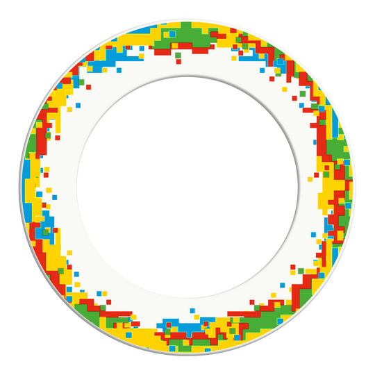 Abgebildet ist ein weißer Dartboard-Surround. Das Produkt bietet Schutz für die Wand hinter der Dartscheibe.