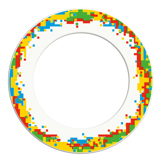 McDart Pixel Dartboard Surround Abgebildet ist ein weißer Dartboard-Surround. Das Produkt bietet Schutz für die Wand hinter der Dartscheibe.