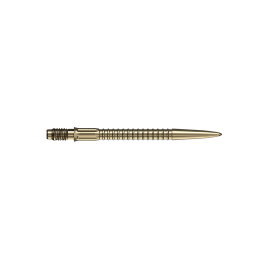 Mission R2.5 Rapid Point GV1 Dartspitzen - Gold Dartspitzen in goldener Farbe sind auf weißem Hintergrund abgebildet. Geeignet als Ersatzteile für Darts.