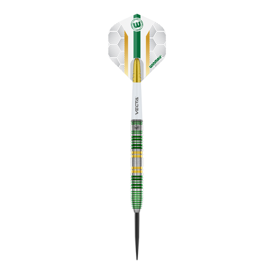 Winmau Xenon Steeldarts Ein einzelner Winmau Xenon Steeldart ist aus nächster Nähe abgebildet. Der Schaft ist schmal geformt.
