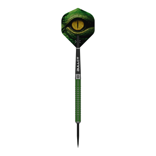 Das Foto stellt die Bullet Gator Steeldarts dar. Sie eignen sich ideal für Dartspieler und Wettkämpfer.