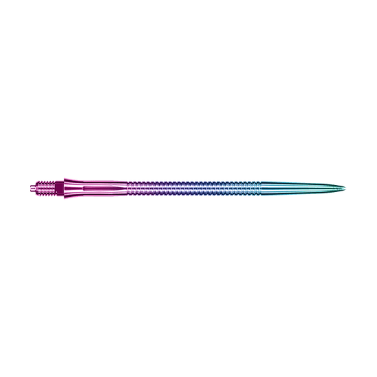 Caliburn EZ-EVO dart tips - Grooved - Rainbow Gezeigt werden Caliburn EZ-EVO Dartspitzen mit Rillen im Rainbow-Design, 45 mm Länge. Das Set enthält Dartspitzen mit auffälligen Regenbogenfarben.