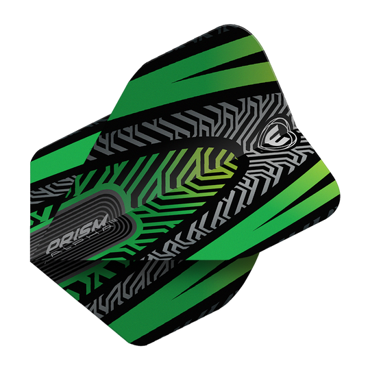Standardní letky Winmau Prism Alpha Black Green č. 2 Mehrere Winmau Prism Alpha Schwarz No2 Standard Flights sind angeordnet. Der Artikel hat eine klassische Form.