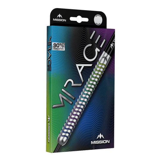 Ocelové šipky Mission Mirage Mission Mirage Steeldarts sind klassische Steeldarts für präzises Spiel. Das Bild zeigt das Produkt in Detailansicht.