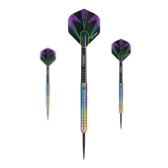 Ocelové šipky Winmau Foxfire Urban Ein Set der Winmau Foxfire Urban Steeldarts ist hier abgebildet. Das Produkt besteht aus mehreren Darts.