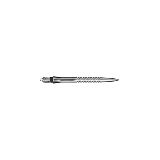 Puntas de dardo Caliburn EZ-EVO - Ranuradas - Plateadas Zu sehen sind Dartspitzen mit Rillen im silbernen Design und einer Länge von 28 mm. Diese Dartspitzen sind für präzises Dartspiel gedacht.
