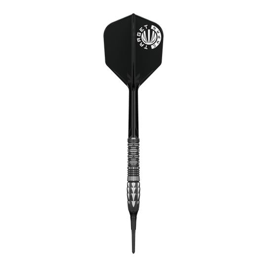 Měkké šipky Target Japan Pyro GEN12 - 17g Set Target Japan Pyro GEN12 Softdarts mit 17g. Komplett aufgebaute Dartpfeile auf weißem Hintergrund.