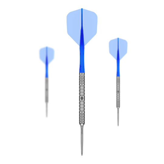 Ocelové šipky Caliburn Rix EZ-EVO R1 Auf diesem Bild sieht man die Caliburn Rix EZ-EVO R1 Steeldarts im Set. Die Steeldarts sind zusammen angeordnet.