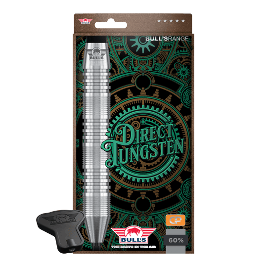 Bulls NL Direct Tungsten Convertible Point Steel Darts - 23g Zu sehen ist das Set Bulls NL Direct Tungsten Convertible Point Steeldarts - 23g. Mehrere Darts sind im Set enthalten.