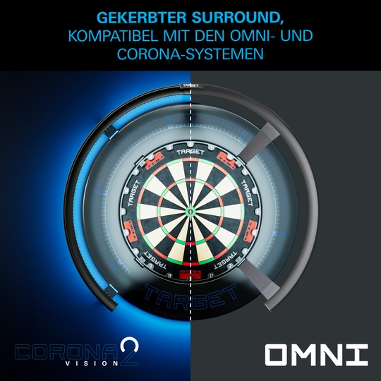Target Corona Vision Notched Dartboard Surround mit Beleuchtung Target Corona Vision Notched Dartboard Surround mit Beleuchtung