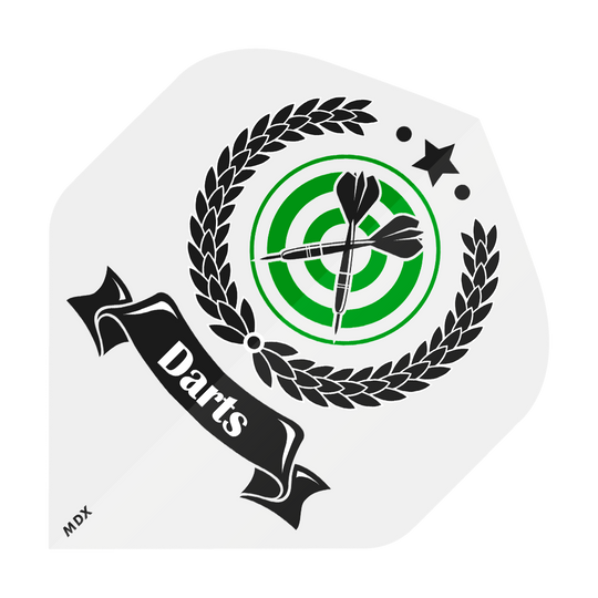 MD-401-Log_2-Seitig_Bedruckte_Flights_Logo_MDX_2 Das Bild zeigt einen Dart-Ersatzflight mit Logo-Aufdruck.