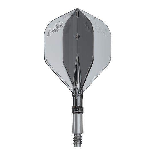 L-Style L-Sytem Flights - Clear Black-190 Ein Ersatz-Flights-Set für Dartpfeile ist abgebildet. Das Produkt heißt LS1062 LStyle L-System Flights ClearBlack Small.