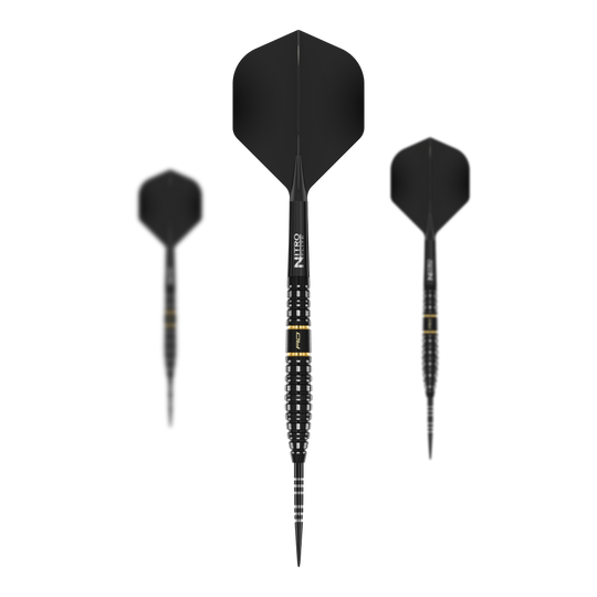 Hier sind die Red Dragon Ascend Torpedo Steeldarts als Set zu sehen. Das Bild zeigt die Zusammenstellung und das Aussehen der Darts.