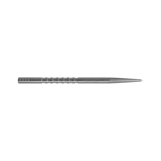 Condor Beak Point With Cut Dartspitzen Das Bild zeigt eine silberne Dartspitze mit eingearbeiteten Rillen. Sie ist lang und läuft zu einer feinen Spitze zu.