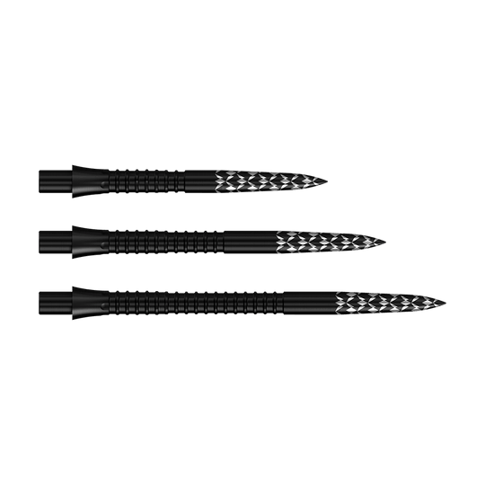 Puntas de dardos Mission Caliburn EVO con logotipo GV - Negro Das Bild zeigt die Mission Caliburn EVO Dartspitzen GV-Logo in Schwarz. Sie sind mit einem speziellen Logo-Design versehen.