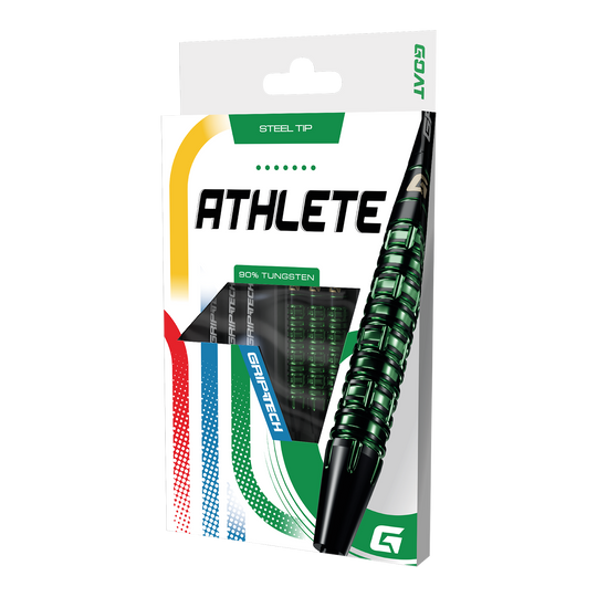 Šipky GOAT Athlete Green Tungsten Steel Ein GOAT Athlete Tungsten Steeldart ist abgebildet. Er ist für professionelle Spiele geeignet.
