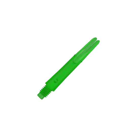 L-tvarované L-hřídele, zajištěné rovné - zelené L-Style L-Shafts Locked Straight mit auffälligem Farbton, längere Variante. Abgebildet ist der längere Dart-Schaft einzeln.