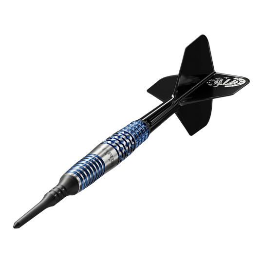 Fléchettes souples Target Japan Toru Suzuki Sereno GEN2 - 20 g Dies ist ein Softdart mit einem schwarzen Flight und einem silber-blauen Barrel. Es handelt sich um das Modell "Target Japan Toru Suzuki Sereno GEN2 Softdarts - 20g".