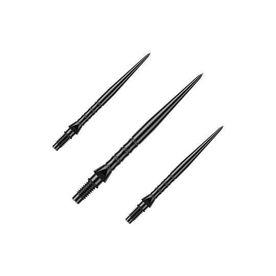 Stalowe groty do lotek Winmau Switch Point Wave – czarne Abgebildet ist ein Set von schwarzen Steeldartspitzen mit Wave-Struktur. Enthalten ist vermutlich eine 30 mm lange Variante.