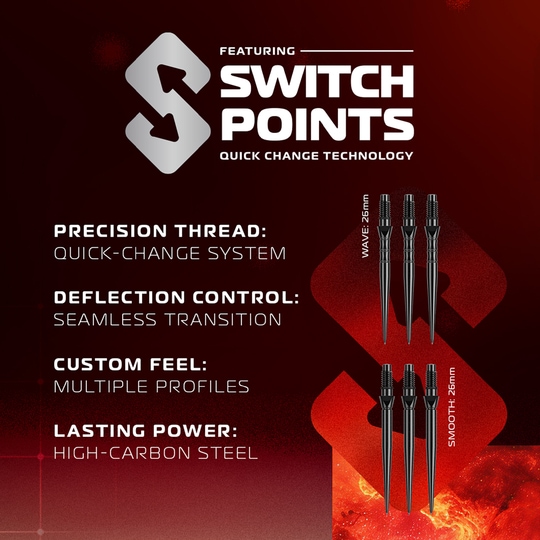 Šipky Winmau Fornax Tapered Switch Point ocelové Hier sieht man die Winmau Fornax Tapered Switch Point Steeldarts. Die Darts besitzen ein schlankes Profil für optimale Balance.