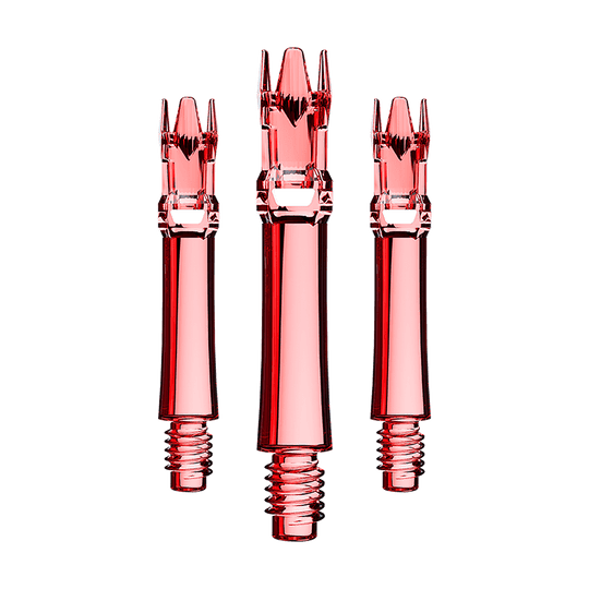 L-Style L-System Replacement Shafts - Clear Red Ein Set aus roten transparenten Ersatzshafts ist dargestellt. Die Shafts sind ordentlich angeordnet.