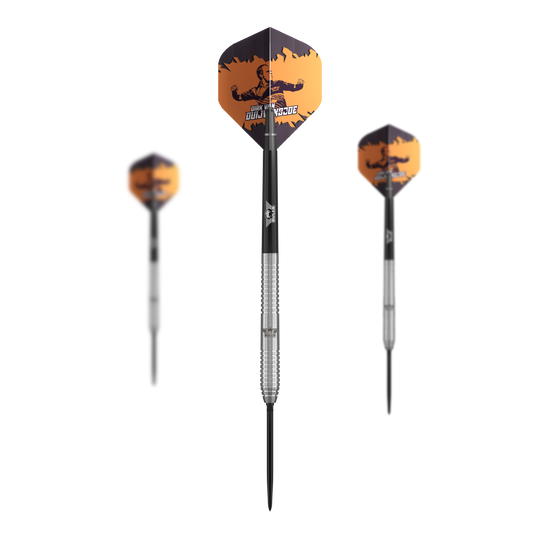 Bulls NL Dirk Van Duijvenbode Original Convertible Point Steeldarts Zu sehen ist das Set Bulls NL Dirk Van Duijvenbode Original Convertible Point Steeldarts. Das Set enthält mehrere Pfeile.