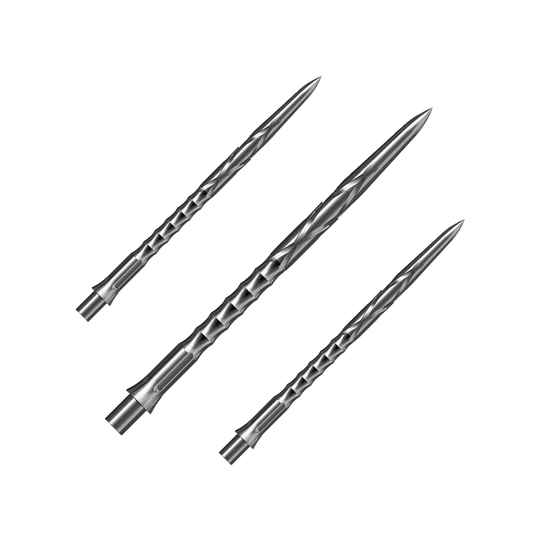 Caliburn System Steeldartspitzen - HAN G2 - Silber Das Bild präsentiert ein Set Caliburn Evo System Steeldartspitzen, HAN G2, Silber, 40mm. Das Set enthält mehrere Spitzen für Steeldarts.