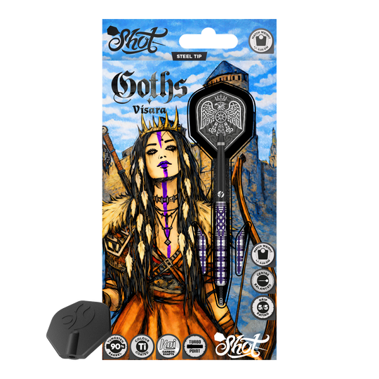 Shot Goths Visara Turbo Point Steel Darts - 23g Shot Goths Visara Turbo Point Steel Darts - 23g
