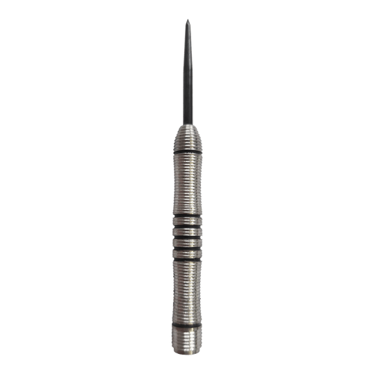 Dieses Bild zeigt die McDart Black Ring Steeldart-Barrels - 24g. Die Barrels sind schwarz und besitzen eine gerillte Oberfläche.