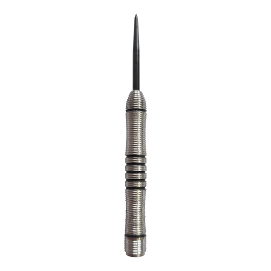 McDart Black Ring Steeldart Barrels - 24g Dieses Bild zeigt die McDart Black Ring Steeldart-Barrels - 24g. Die Barrels sind schwarz und besitzen eine gerillte Oberfläche.