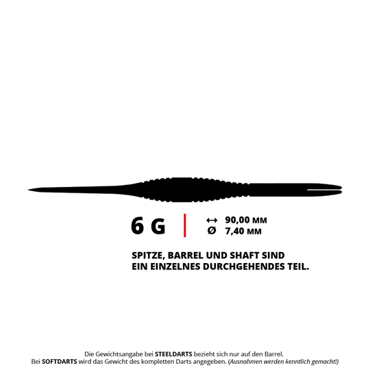 Caliburn TTD Complete Titanium T2 Stříbrné Steeldarts - 6g Das Bild zeigt die Caliburn TTD Complete Titanium T2 Black Steeldarts - 6g. Die Steeldarts sind in dunklem Design und wiegen 6 Gramm.