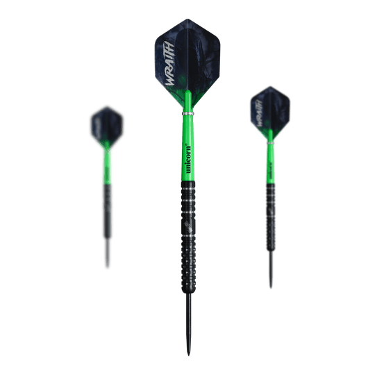 Unicorn Wraith Callan Rydz Steel Darts - 23g Dieses Bild präsentiert die Unicorn Wraith Callan Rydz Steeldarts - 23g im Set. Die Verpackung und alle Bestandteile sind zu sehen.