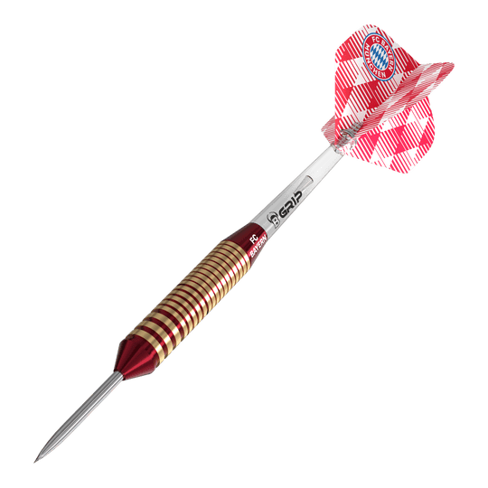 Šipky Bulls FC Bayern Mnichov mosazné ocelové - 21g Hier sieht man die Bulls FC Bayern München Brass Steeldarts mit einem Gewicht von 21g. Sie sind für Steeldart geeignet und mit FC Bayern München Design gestaltet.