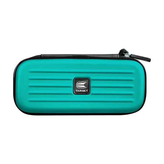 125819_Target_Takoma_Dartwallet_Aqua_1 Dies ist das Produkt "Target Takoma Dartwallet". Es ist ein türkisfarbenes Etui mit Reißverschluss und einem Target-Logo auf der Vorderseite.