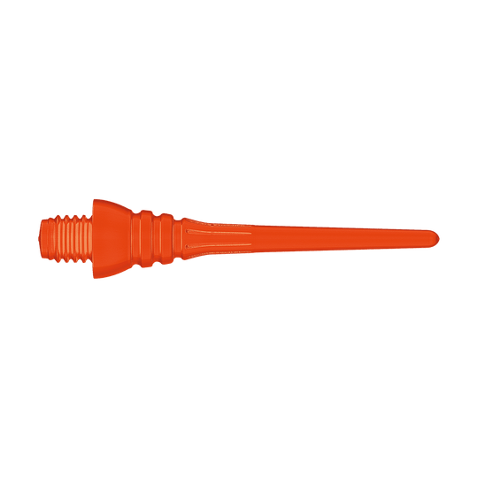 Winmau Triton Softtip Points Softdartspitzen (50-er Pack) Das Bild zeigt eine orangefarbene Softdartspitze mit Gewinde. Sie ist für den Einsatz bei elektronischen Dartscheiben geeignet.
