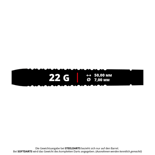 Die Abbildung zeigt Bulls Leon Weber Softdarts mit einem Gewicht von 22 Gramm. Die Softdarts sind für das Präzisionsspiel im Darts entwickelt.