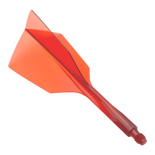 Condor Ax 120 Flight System Clear Red - Stretto Das Bild zeigt ein rotes Dartflight-System mit schmalem Design. Es handelt sich um das Produkt "Condor Axe 120 Flight-System Clear Red - Narrow".