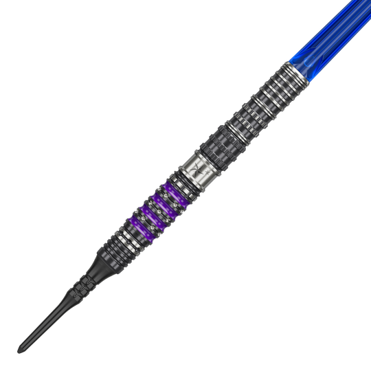 Dardos blandos Target Japan Prime Series Sirius GEN4 - 21,5 g Dies ist der Target Japan Prime Series Sirius GEN4 Softdart mit einem Gewicht von 21,5g. Der Dart hat ein futuristisches Design mit silbernen, schwarzen und lila Akzenten sowie einem blauen Schaft.