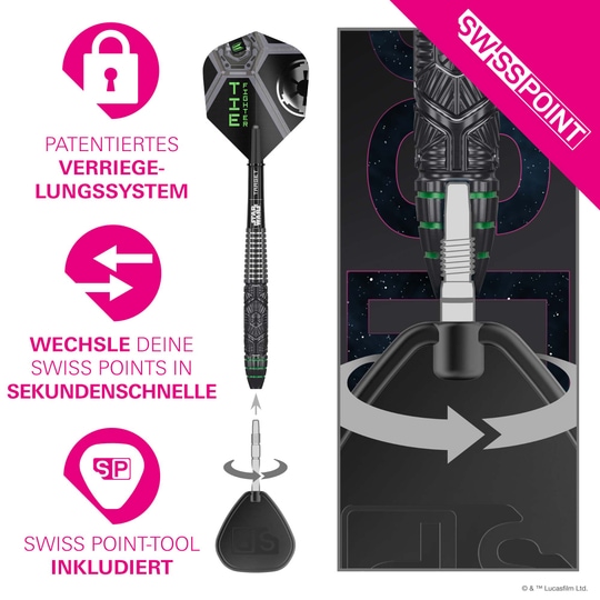 Dardos de acero Target Star Wars Tie Fighter Swiss Point Target Star Wars Tie Fighter Swiss Point Steeldarts ist auf dem Bild zu sehen. Es handelt sich um Steeldarts, inspiriert von Star Wars.