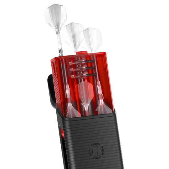 Harrows Vault Dartcase Dieses Bild zeigt ein weiteres rotes Dartcase von Harrows. Es gehört zur Serie Vault Dartcase Rot.