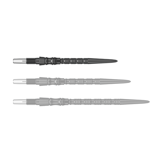 Pointes de fléchettes en acier Target Signature Swiss Point TRB - Noires Zu sehen ist eine schwarze Dartspitze mit einer Länge von 30mm. Das Produkt ist eine Target SwissPoint Signature TRB Dartspitze.