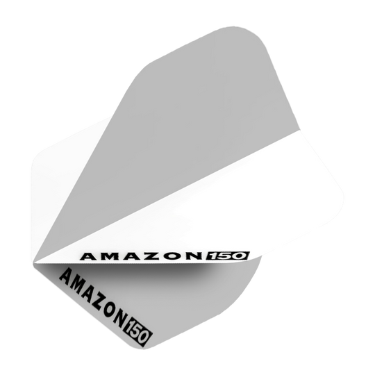 Lety Amazon 150 - bílá Das Bild zeigt ein weißes Amazon 150 Flights Dart-Flügel. Auf dem Flight steht in schwarzer Schrift "AMAZON 150".
