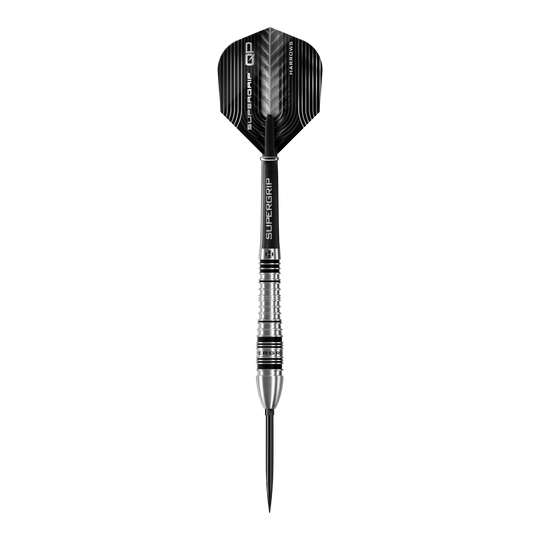 Dardos de acero Harrows Supergrip Bomb Quick Point Das Bild zeigt die Harrows Supergrip Bomb Quick Point Steeldarts. Die Darts sind für präzises Werfen im Dartspiel entwickelt.