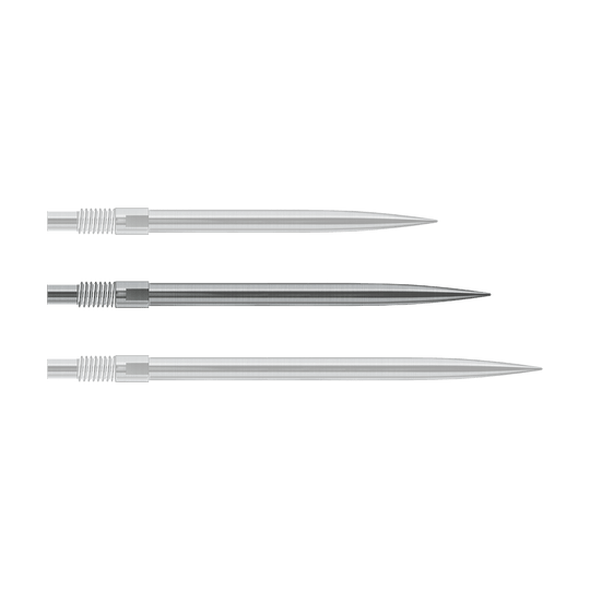 Harrows Quick Point Dartspitzen - Silber Das Bild zeigt vermutlich silberne Dartspitzen von Harrows in 35mm Länge. Die Datei heißt 'QP23943_Harrows_QuickPoint_Dartspitzen_Silber_35mm_1'.