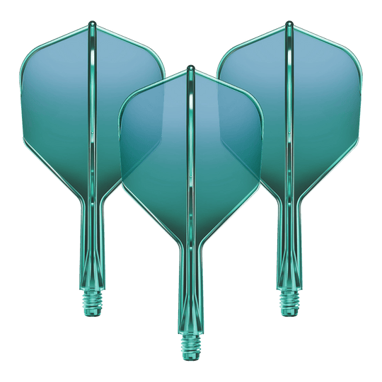 Produktbild mit dem Dateinamen GD8000160_GOAT_A1R_No6_Flight-Shaft-System_Gruen_19mm_1Set. Zeigt vermutlich ein grünfarbenes Flight-Shaft-System für Dartpfeile mit 19mm Länge.